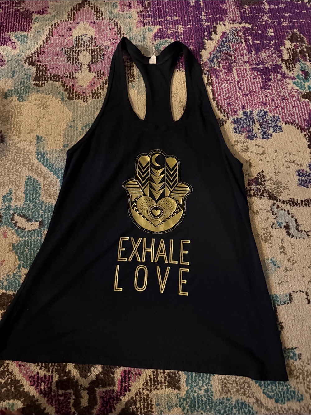 Black 'Exhale Love' Graphic Tank Top